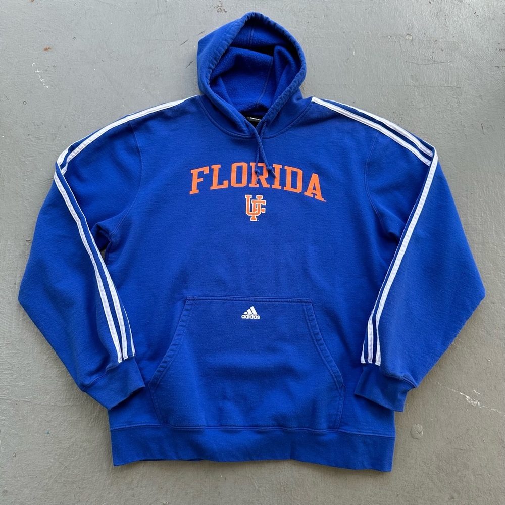 Adidas UF University Of Florida Gators Logo Pullover Hoodie Sweatshirt - Blue XL